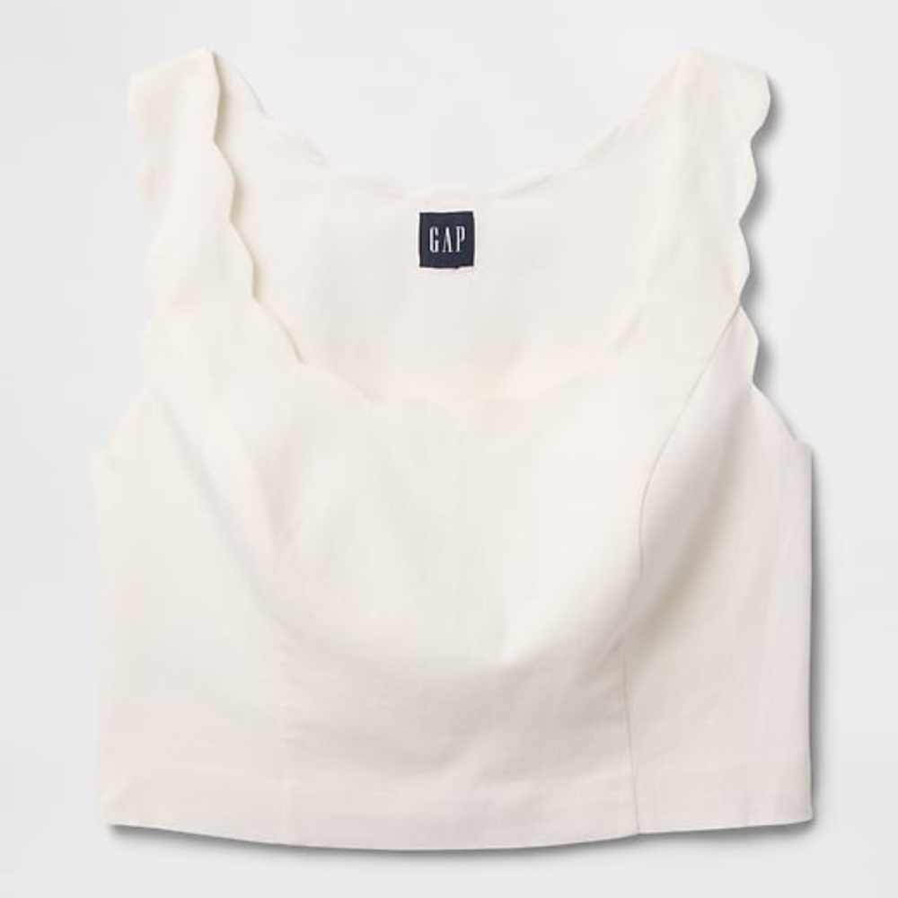 GAP Scallop Cropped Linen Top (XL Tall)